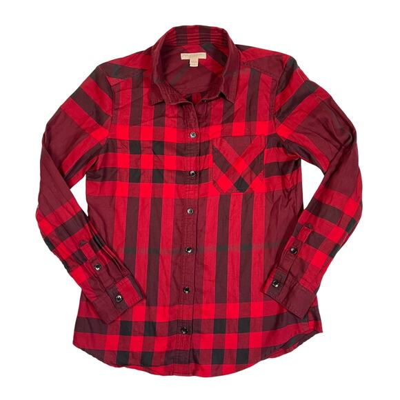 Burberry Brit Shirt Womens Size XS Red Check Plaid Classic Preppy Designer Top - Picture 1 of 6